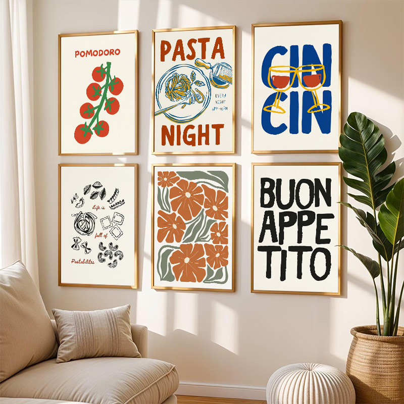 Resin Art Quote - Poster Retrò Cucina Italiana con Diamanti,