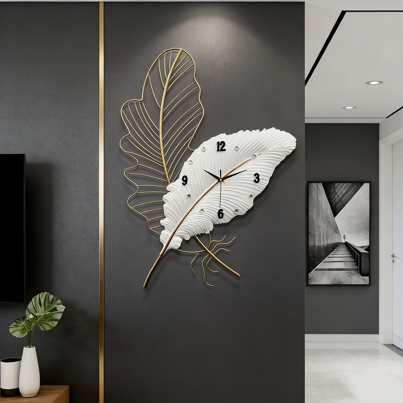 Resin Art Wall Clock - Orologio da Parete con Piume, Orologio