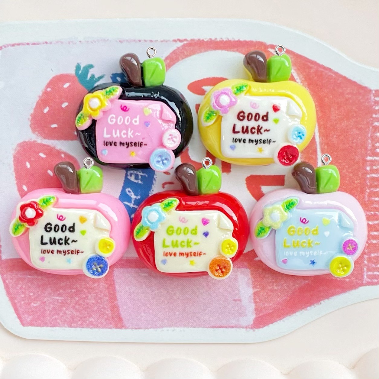 10 pezzi carino fortunato mela - Resin Art Earrings Material recensione e prezzo