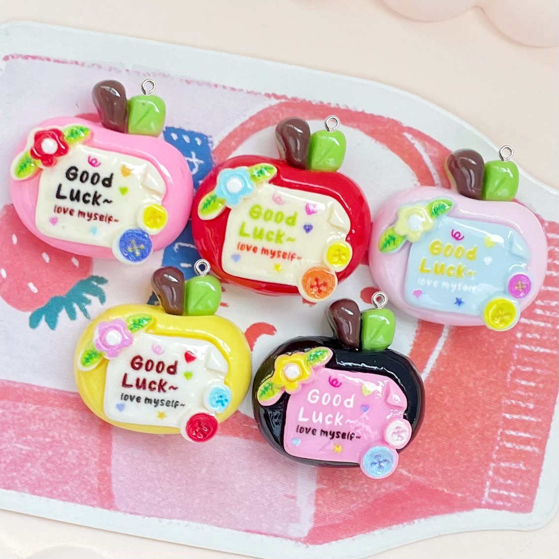 10 pezzi carino fortunato mela - Resin Art Earrings Material recensione e prezzo